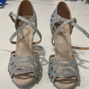 Dancing Elegant Silver Strappy Women's Heels